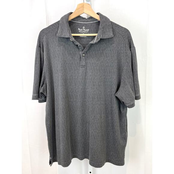 NAT NAST Size M Printed Polo Shirt Short Sleeve Pullover Modal Blend Gray - Picture 1 of 6